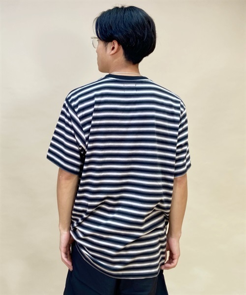 BRIXTON/ブリクストン 刺繍ロゴ ボーダー クルーネックTシャツ