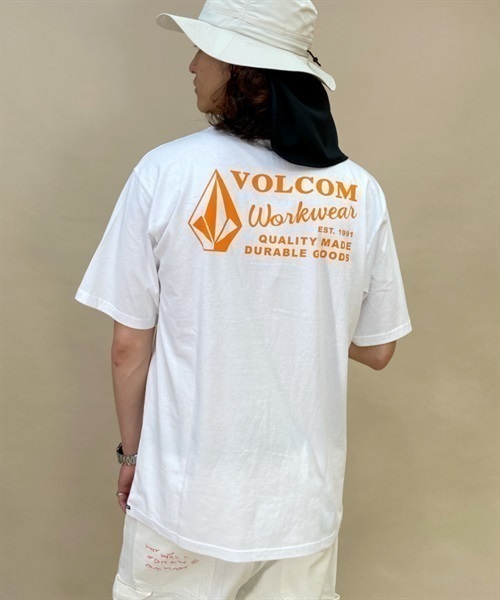 【ムラサキスポーツ別注】VOLCOM/ボルコム クルーネックTシャツ/半袖Tee バックプリント コットンTシャツ AF302302(WT-M)