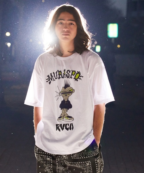 RVCA ルーカ × DMOTE コラボレーション BD041-P46 メンズ 半袖 Tシャツ ムラサキスポーツ限定 KK1(WHT-M)