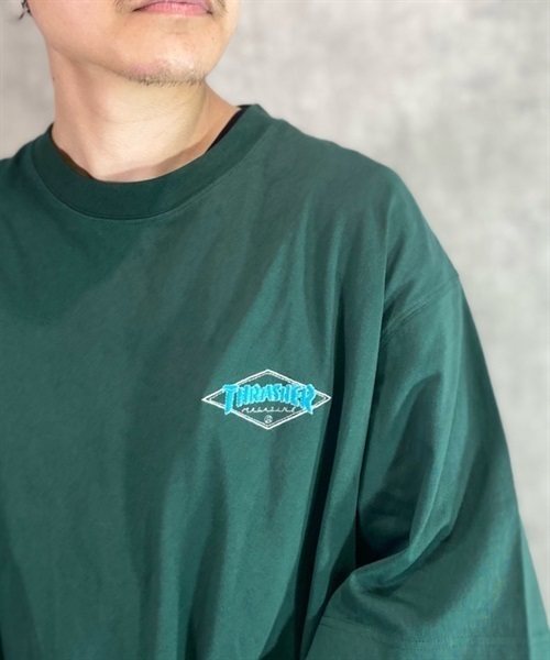 THRASHER スラッシャー DIAMOND THMM-003 メンズ 半袖 Tシャツ カットソー ムラサキスポーツ限定 KK1 C23(GRN-M)