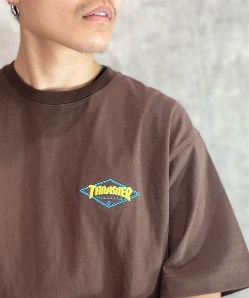 THRASHER スラッシャー DIAMOND THMM-003 メンズ 半袖 Tシャツ カットソー ムラサキスポーツ限定 KK1 C23(WHT-M)
