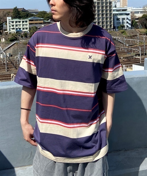 Hurley ハーレー OVRSZ BORDER SS MSS2310023 メンズ 半袖 Tシャツ KX1 C18(BLK-S)