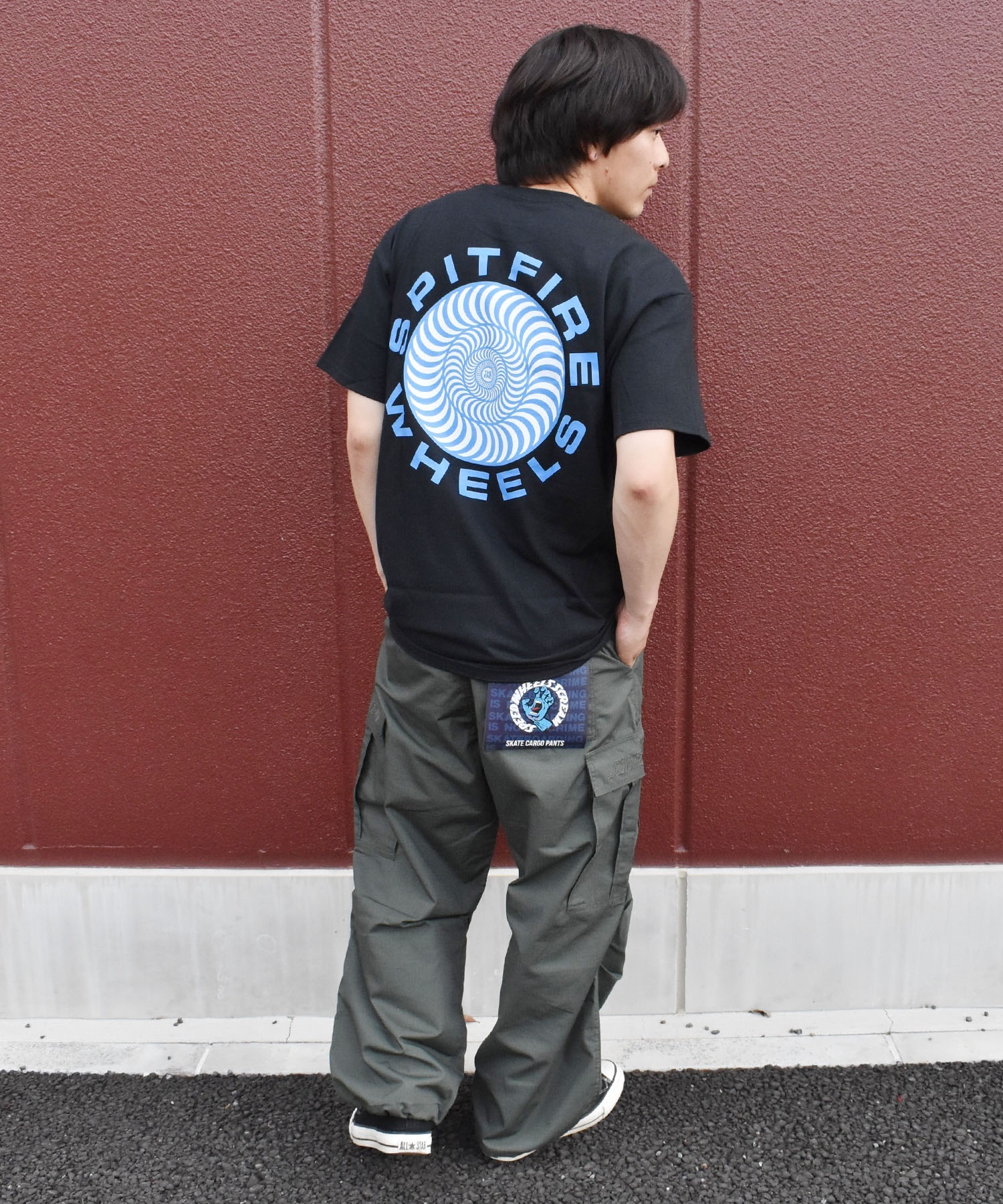 SPITFIRE スピットファイア OG CLASSIC FILL CLASSIC.87 SWIR メンズ 半袖 Tシャツ ルーズシルエット バックプリント(BK/BL-M)