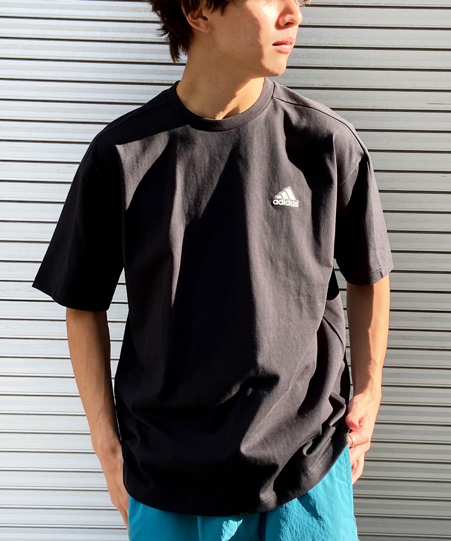 adidas アディダス メンズ 半袖 Tシャツ ワンポイントロゴ バックプリント オーバーサイズ JSY30(WT/BK-M)