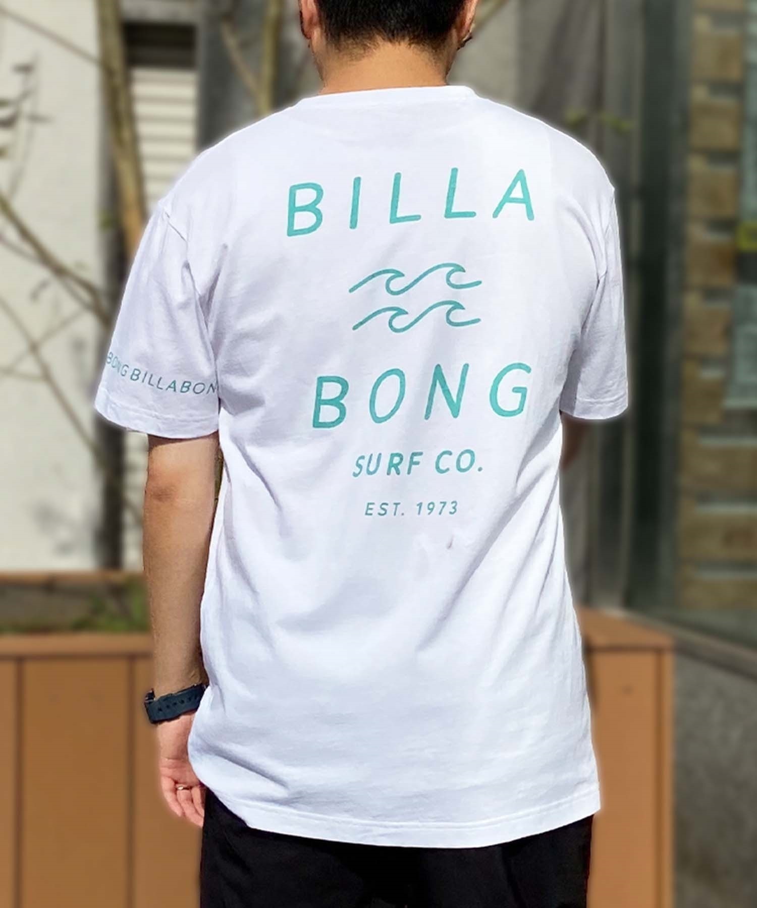 【マトメガイ対象】BILLABONG ビラボン メンズ バックプリントTシャツ ロゴT 半袖 BE011-204(WHT-S)