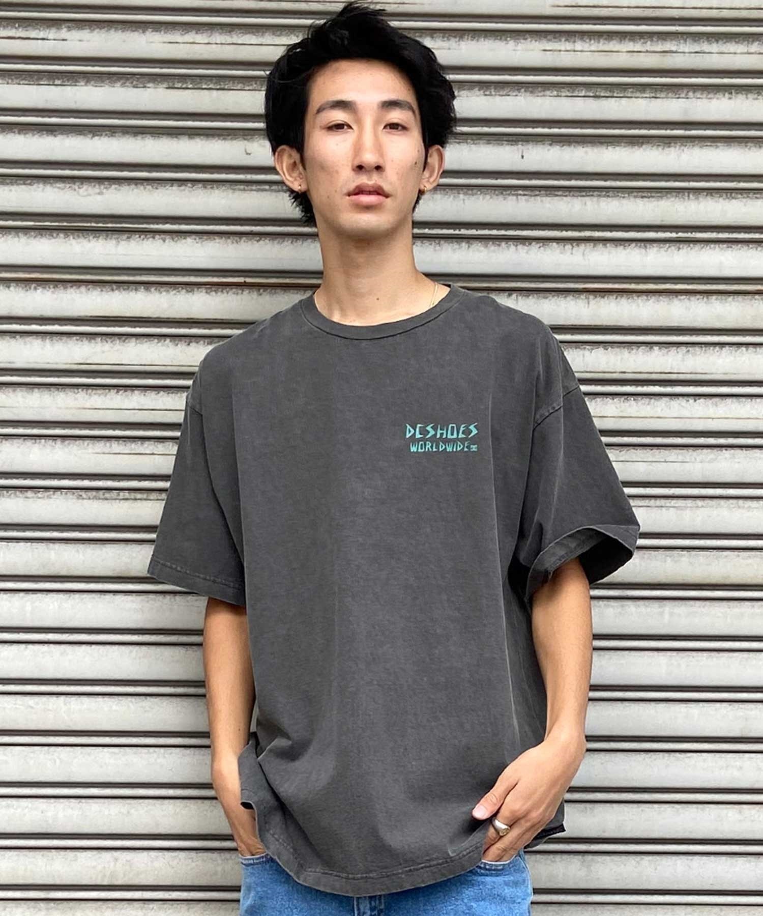 【クーポン対象】DC ディーシー DST242006 メンズ 半袖 Tシャツ スカル ドロップショルダー ワイドフィット(WHT-M)