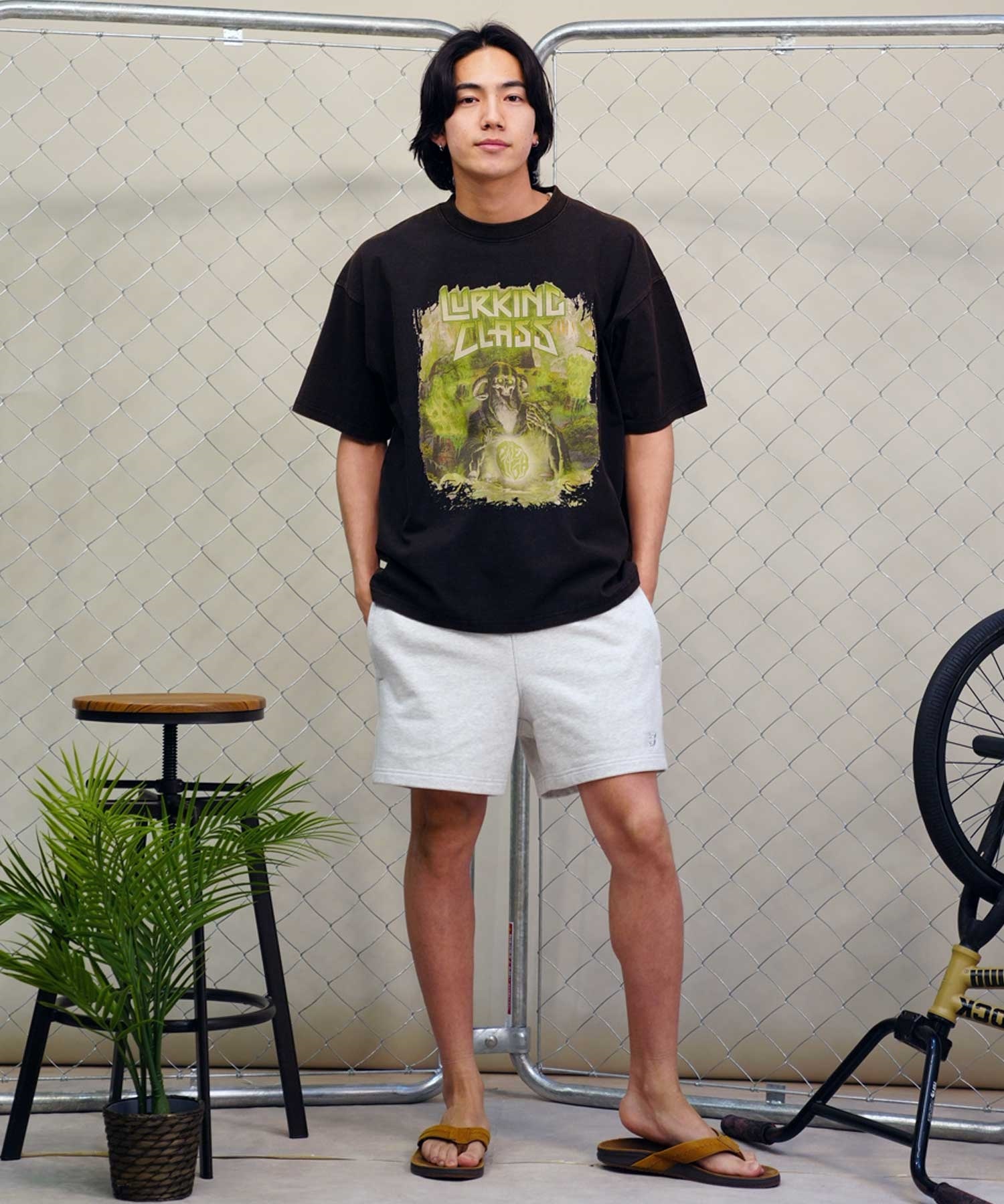 LURKING CLASS ラーキングクラス ST24STM18 半袖 Tシャツ フロント プリント オーバーサイズ(BKACD-M)