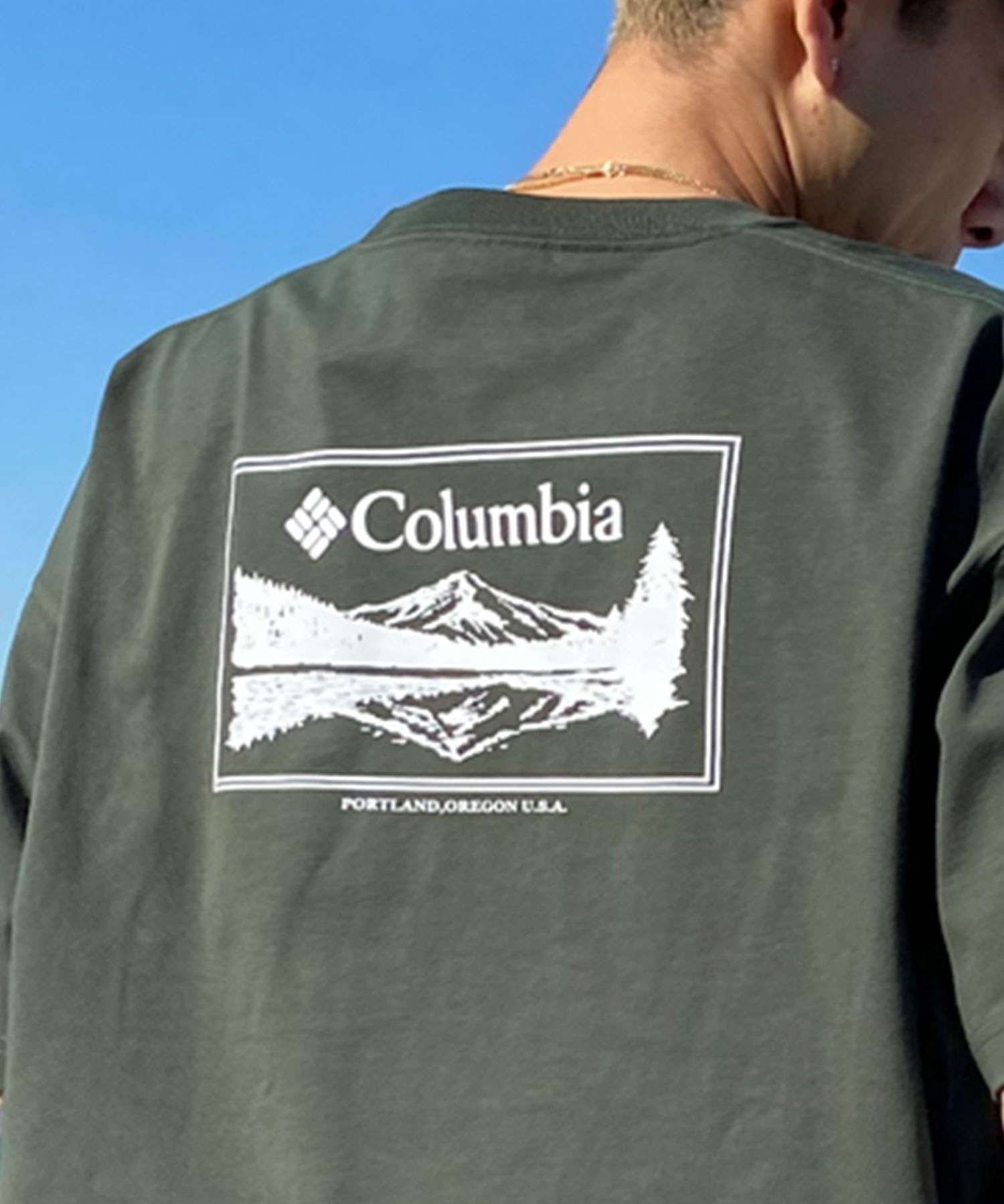 【ムラサキスポーツ限定】columbia コロンビア メンズ オーバーサイズ Tシャツ 半袖 UVケア バックプリント PM0941(370-M)