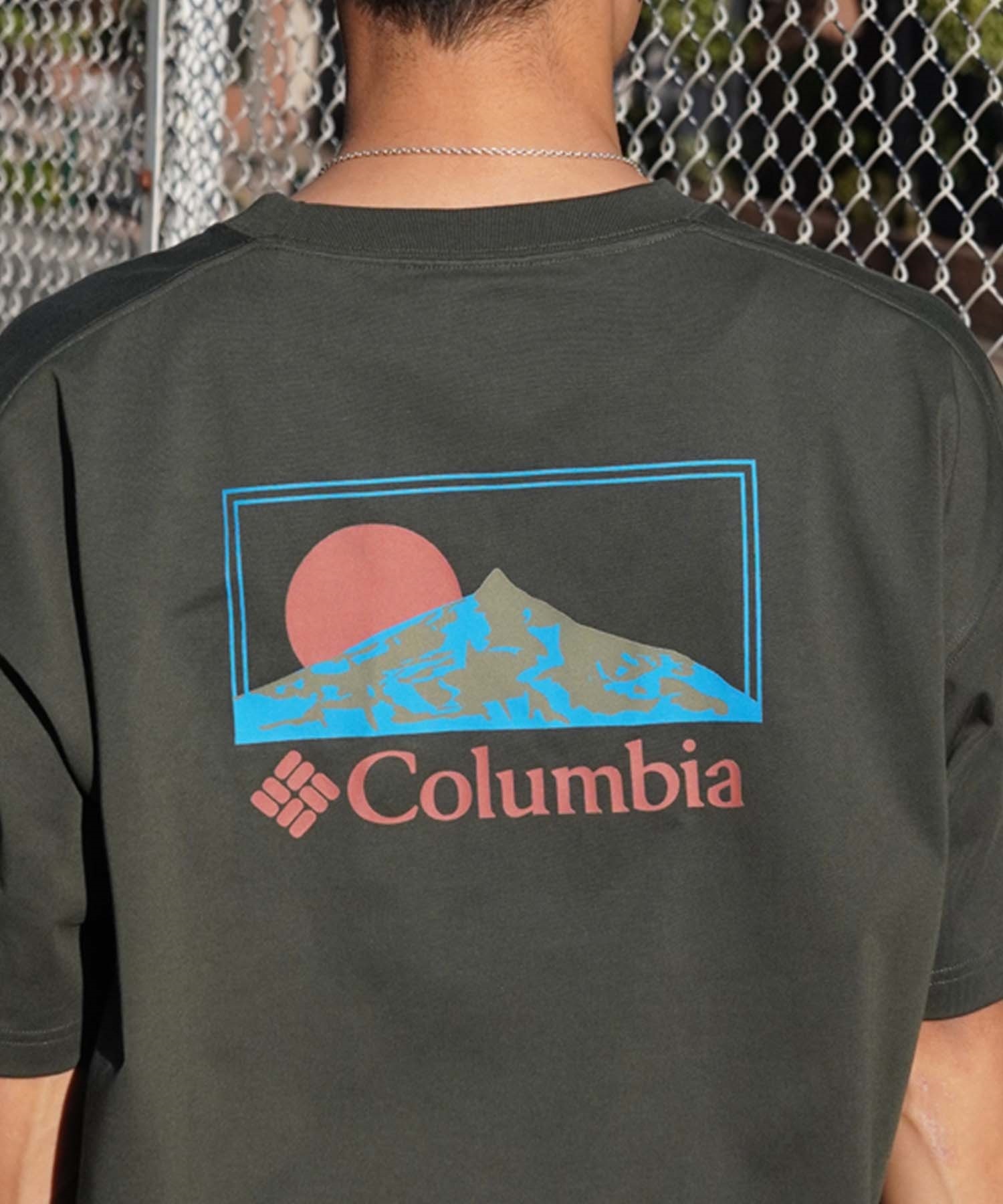 【ムラサキスポーツ限定】columbia コロンビア メンズ オーバーサイズ Tシャツ 半袖 UVケア バックプリント PM0941(371-M)