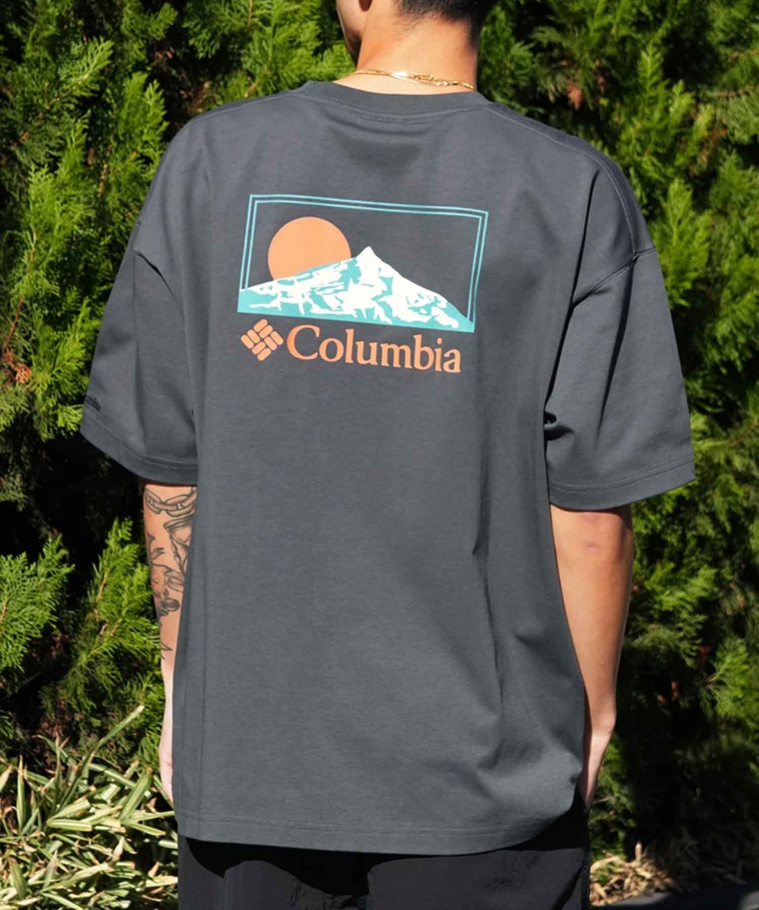 【ムラサキスポーツ限定】columbia コロンビア メンズ オーバーサイズ Tシャツ 半袖 UVケア バックプリント PM0941(029-M)