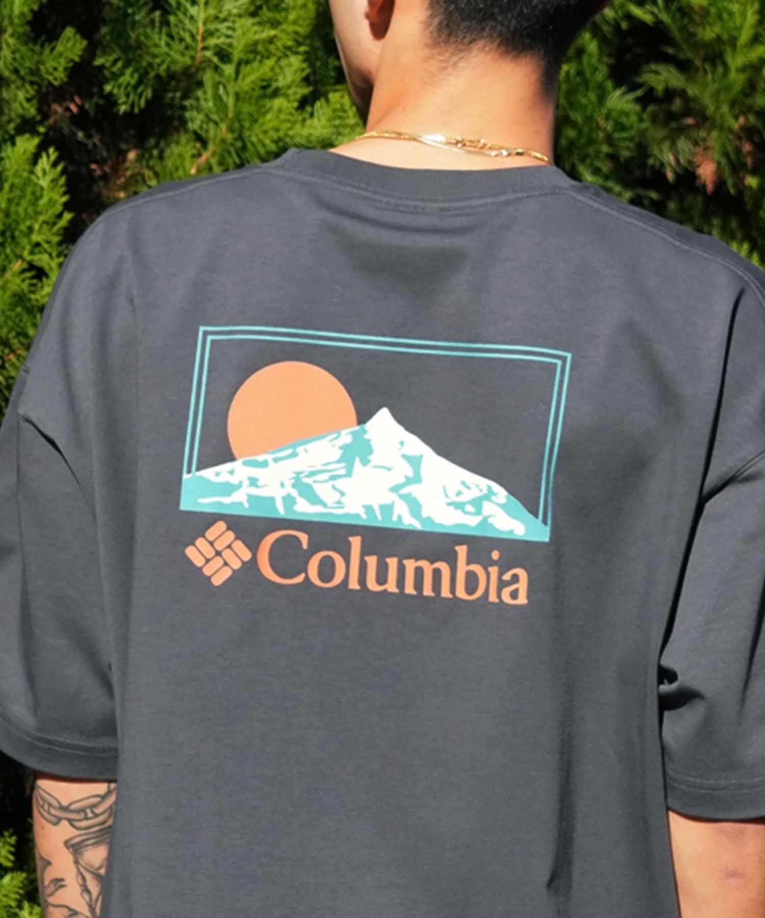 【ムラサキスポーツ限定】columbia コロンビア メンズ オーバーサイズ Tシャツ 半袖 UVケア バックプリント PM0941(029-M)