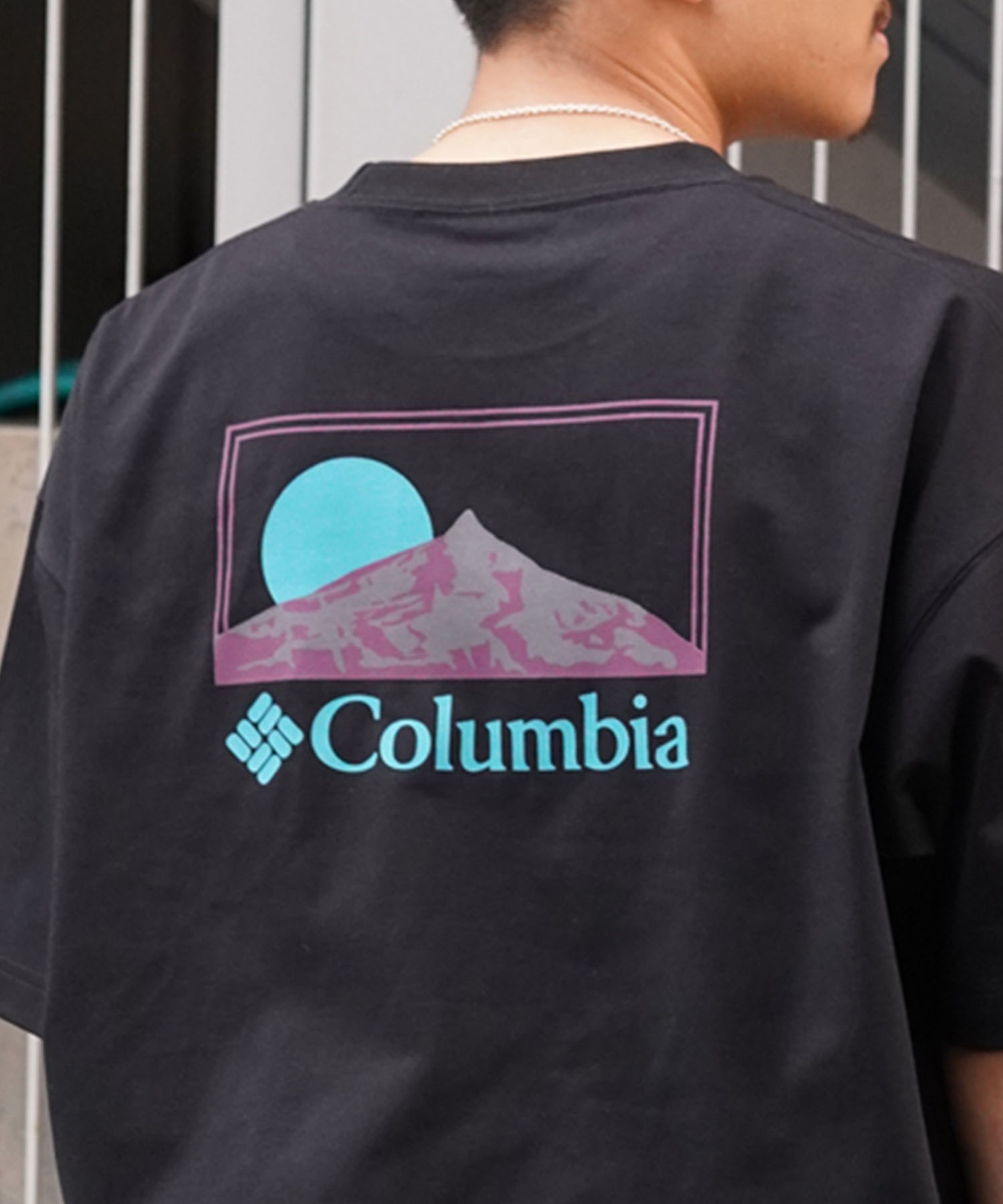 【ムラサキスポーツ限定】columbia コロンビア メンズ オーバーサイズ Tシャツ 半袖 UVケア バックプリント PM0941(011-M)