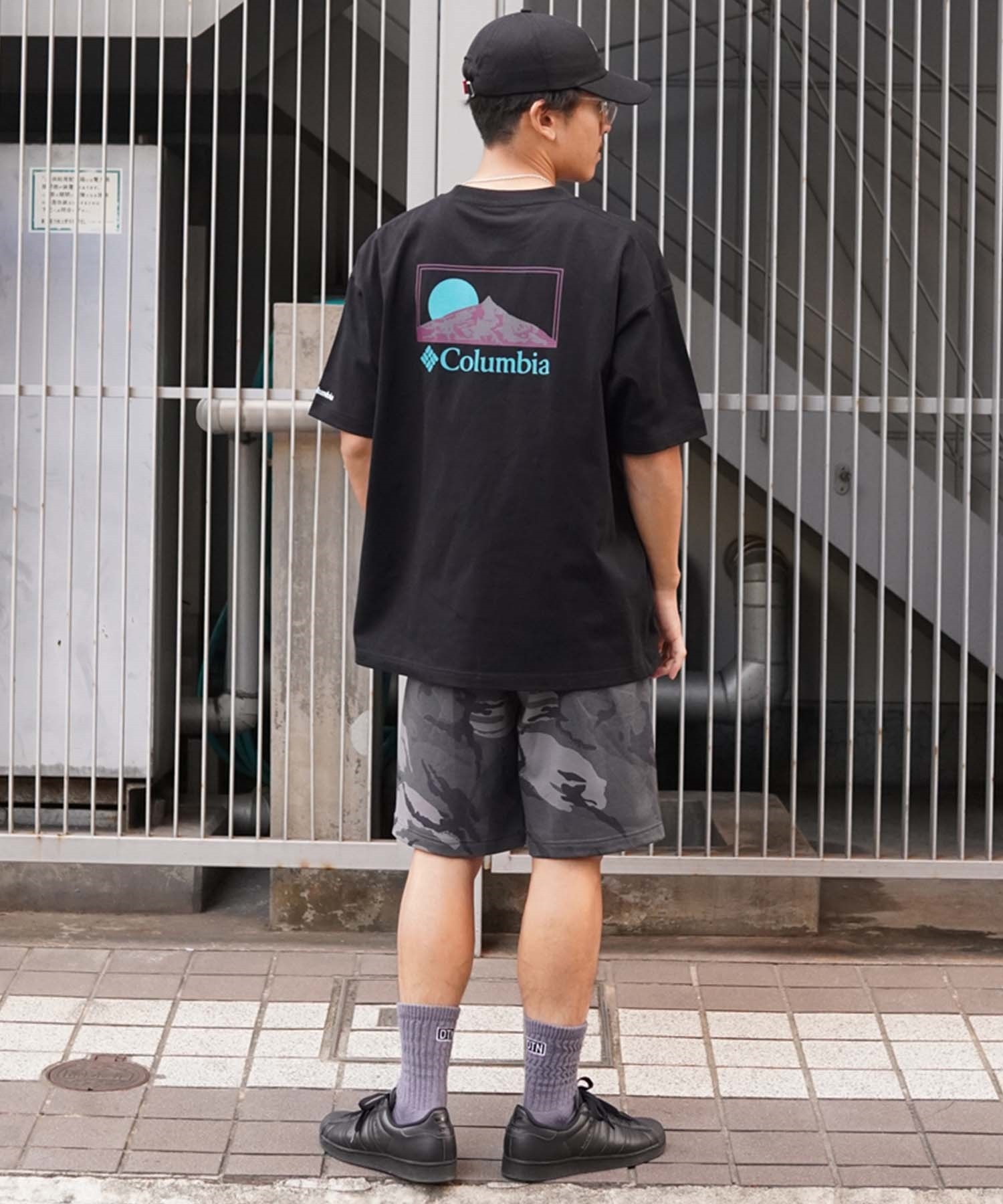 【ムラサキスポーツ限定】columbia コロンビア メンズ オーバーサイズ Tシャツ 半袖 UVケア バックプリント PM0941(011-M)