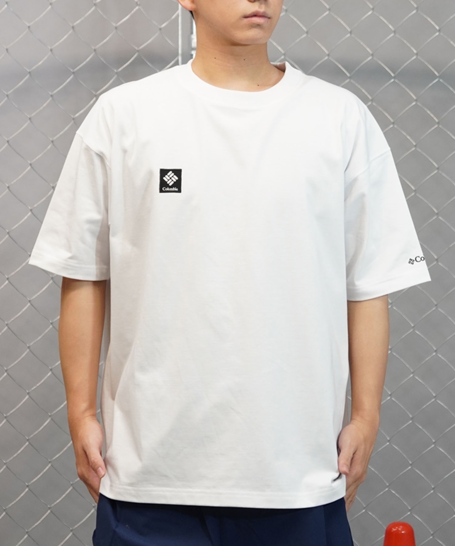 【ムラサキスポーツ限定】columbia コロンビア メンズ オーバーサイズ Tシャツ 半袖 UVケア バックプリント PM0941(100-M)