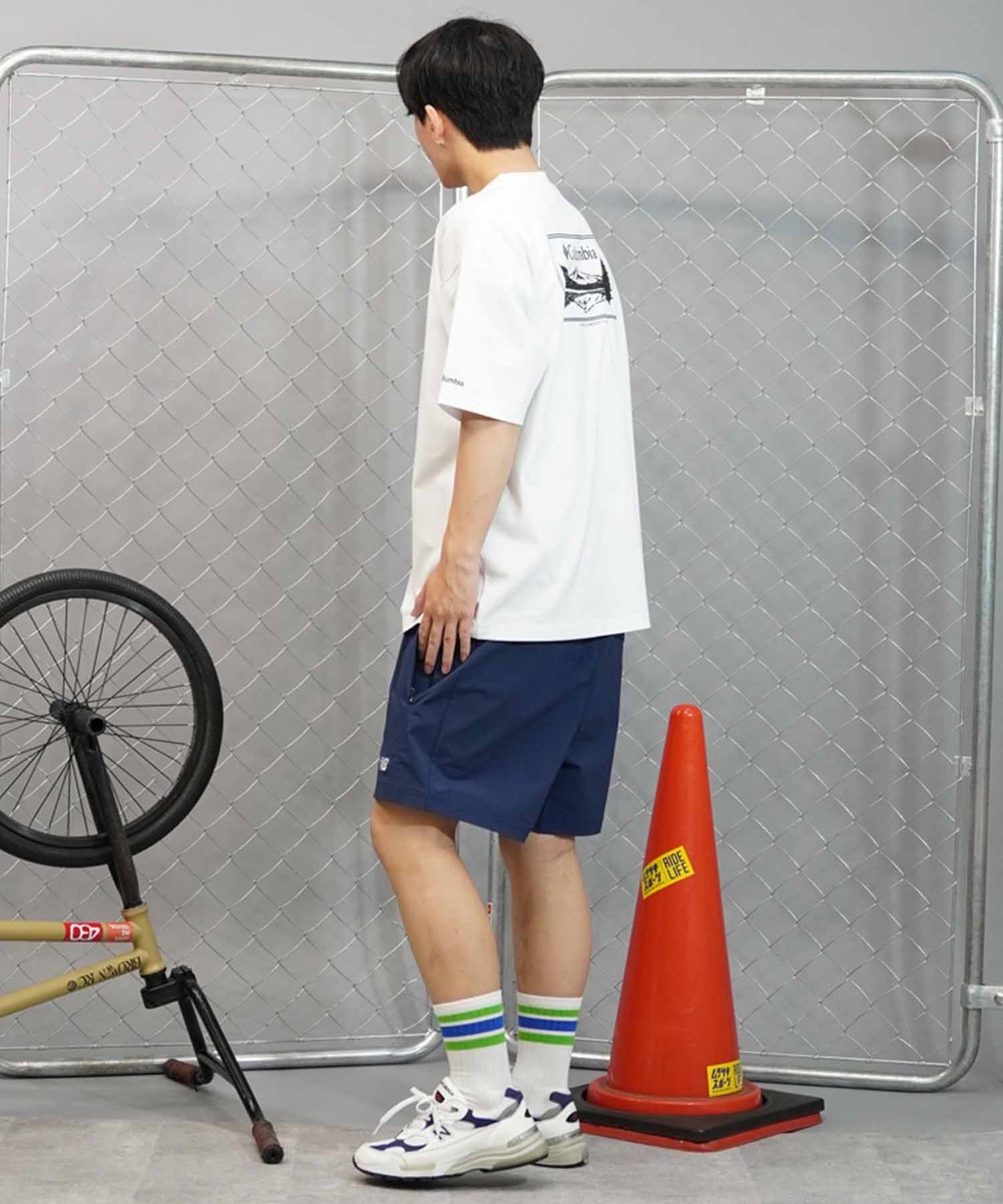 【ムラサキスポーツ限定】columbia コロンビア メンズ オーバーサイズ Tシャツ 半袖 UVケア バックプリント PM0941(100-M)