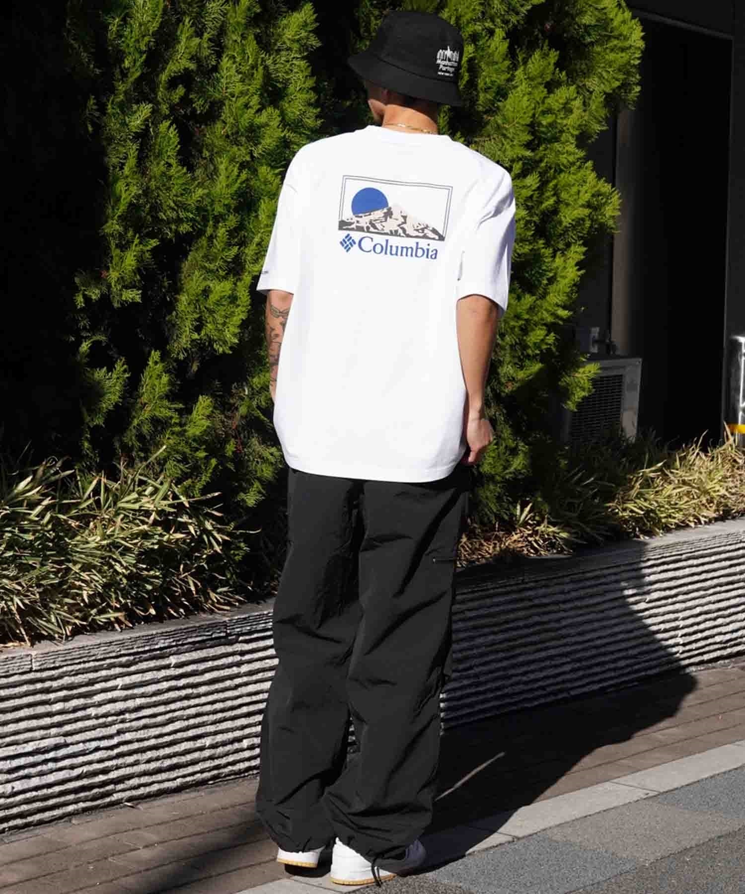 【ムラサキスポーツ限定】columbia コロンビア メンズ オーバーサイズ Tシャツ 半袖 UVケア バックプリント PM0941(101-M)