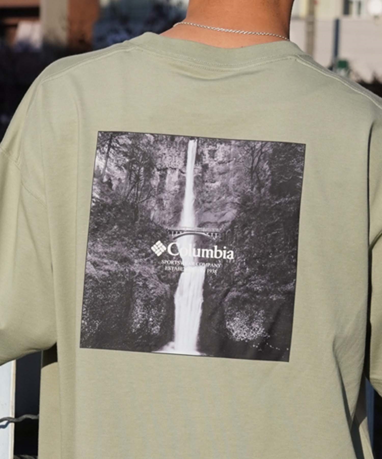 【ムラサキスポーツ限定】columbia コロンビア メンズ オーバーサイズ Tシャツ 半袖T UVケア バックプリント PM4502(349-M)