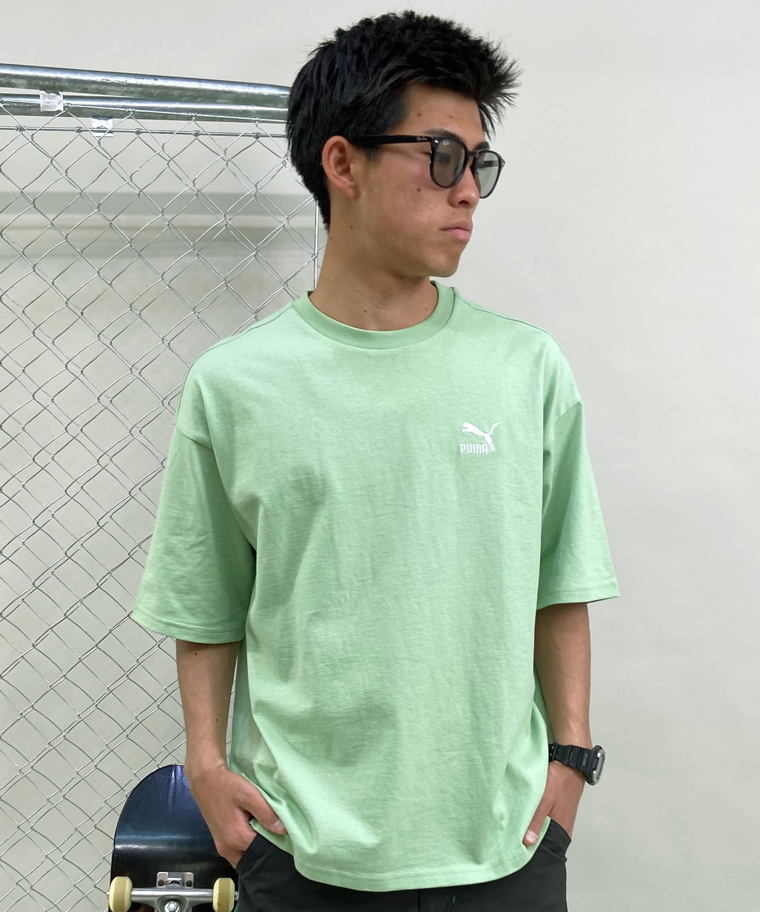 PUMA プーマ メンズ Tシャツ 半袖 ワンポイント ロゴ 刺繍 シンプル ビッグシルエット クルーネック 626025(20-S)
