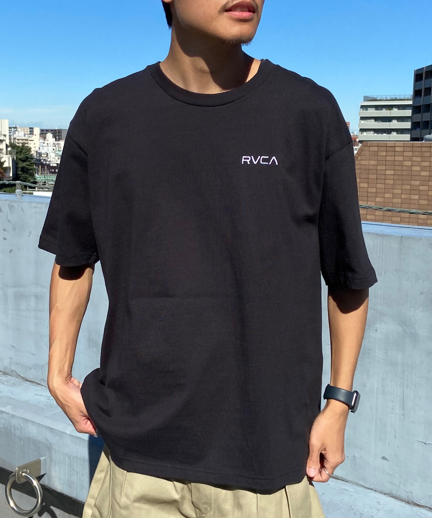 【クーポン対象】RVCA ルーカ THRASHED BOX RVCA TEE メンズ 半袖 Tシャツ バックプリント スクエアロゴ オーバーサイズ BE041-224(BLK-S)