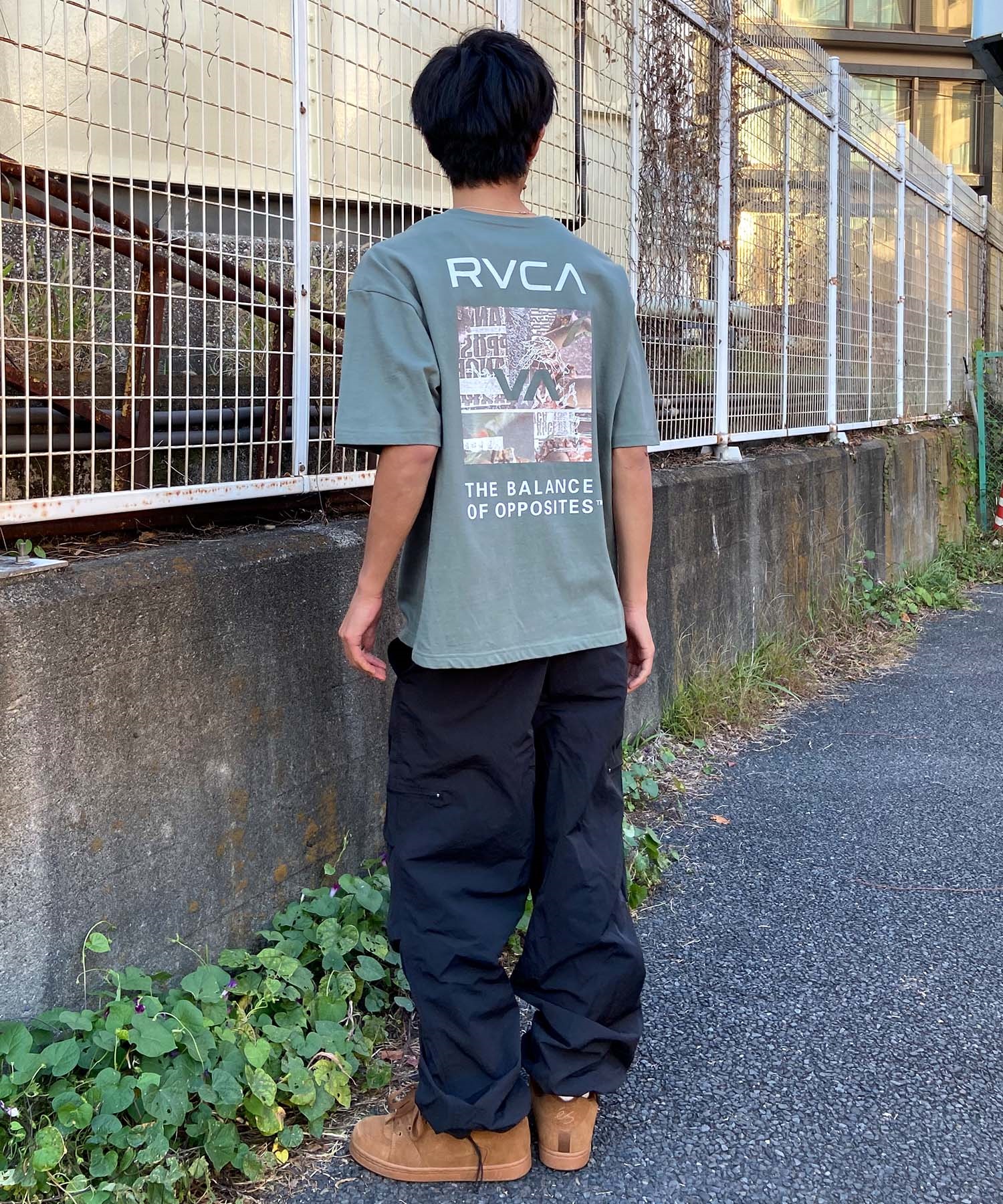 RVCA ルーカ THRASHED BOX RVCA TEE メンズ 半袖 Tシャツ バックプリント スクエアロゴ オーバーサイズ BE041-224(GNB0-S)