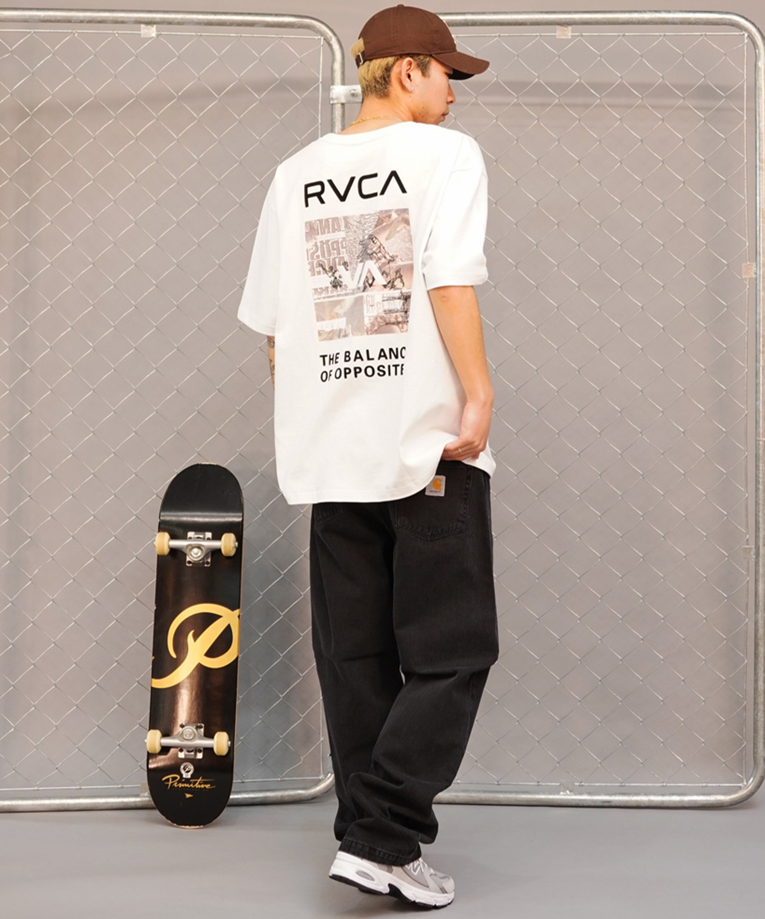 RVCA ルーカ THRASHED BOX RVCA TEE メンズ 半袖 Tシャツ バックプリント スクエアロゴ オーバーサイズ BE041-224(BLK-S)