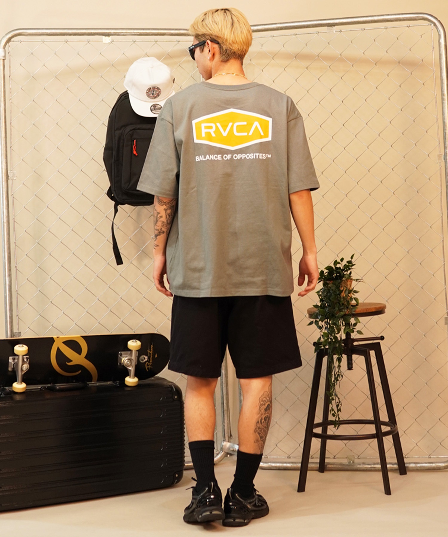 【クーポン対象】RVCA ルーカ HEX BOX TEE メンズ 半袖 Tシャツ バックプリント ロゴ オーバーサイズ BE041-225(GNB1-S)
