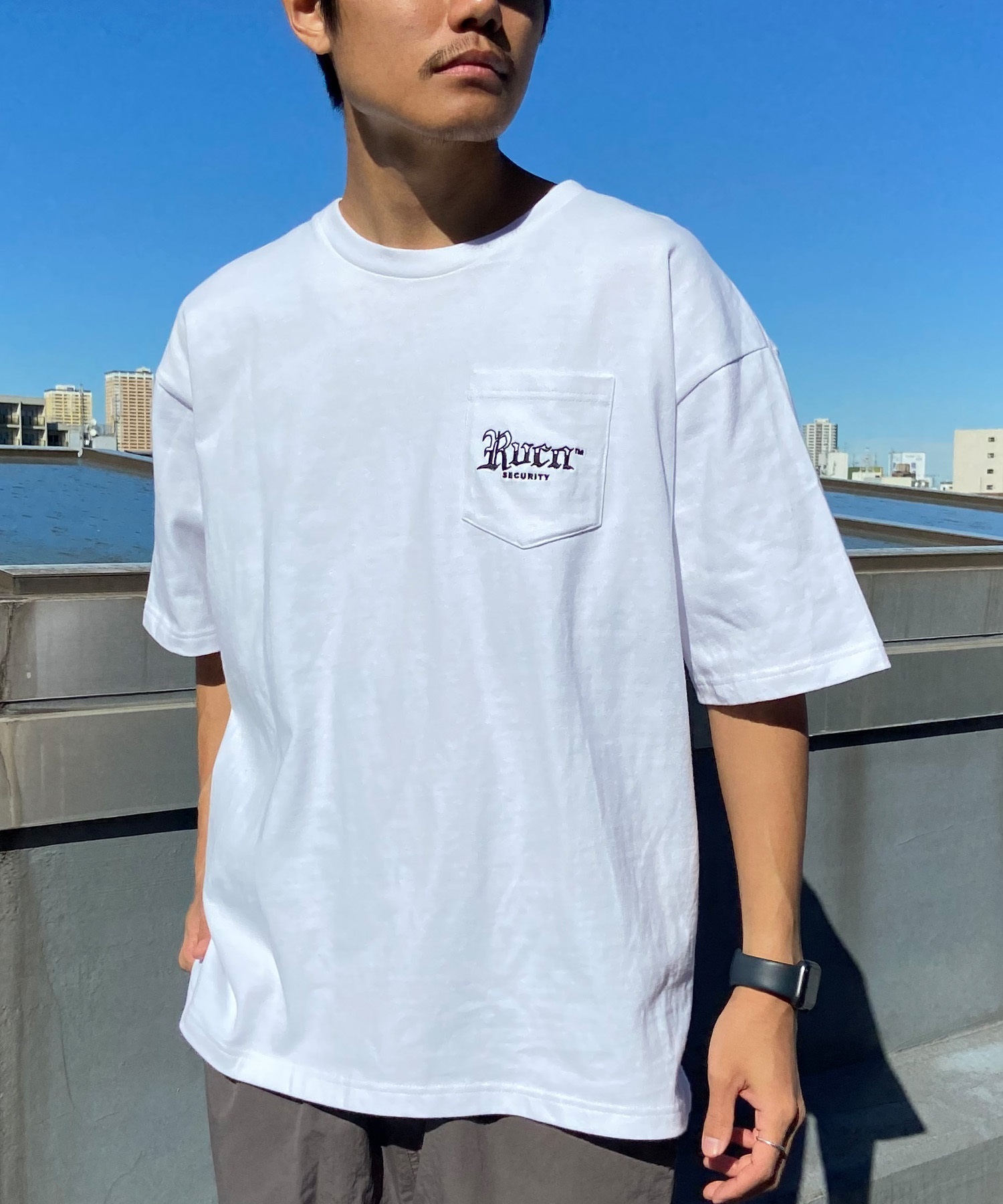 【クーポン対象】RVCA ルーカ メンズ 半袖 Tシャツ ポケT ポケット バックプリント オーバーサイズ 犬モチーフ ドッグ BE041-228(WHT-S)