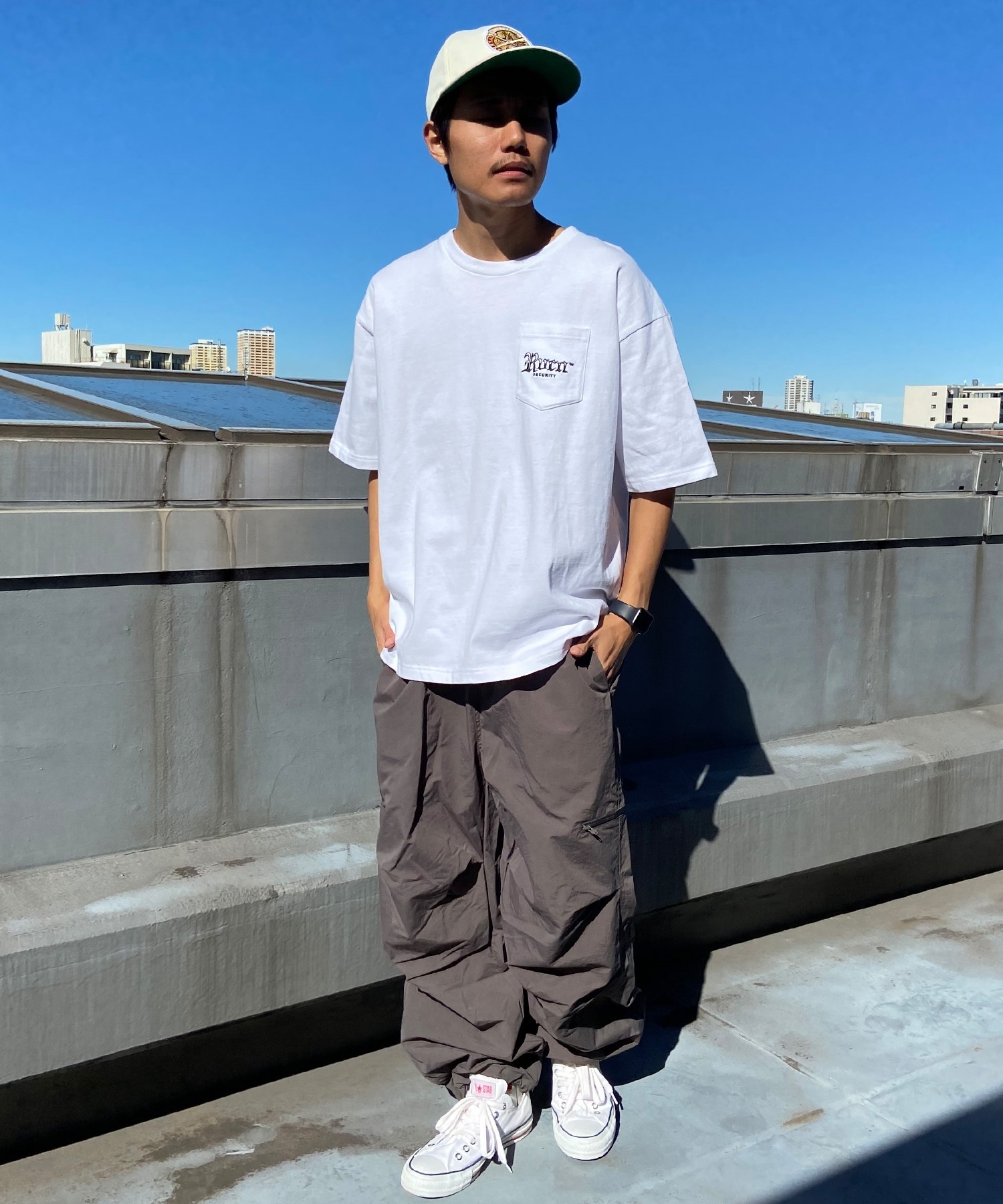 RVCA ルーカ メンズ 半袖 Tシャツ ポケT ポケット バックプリント オーバーサイズ 犬モチーフ ドッグ BE041-228(WHT-S)