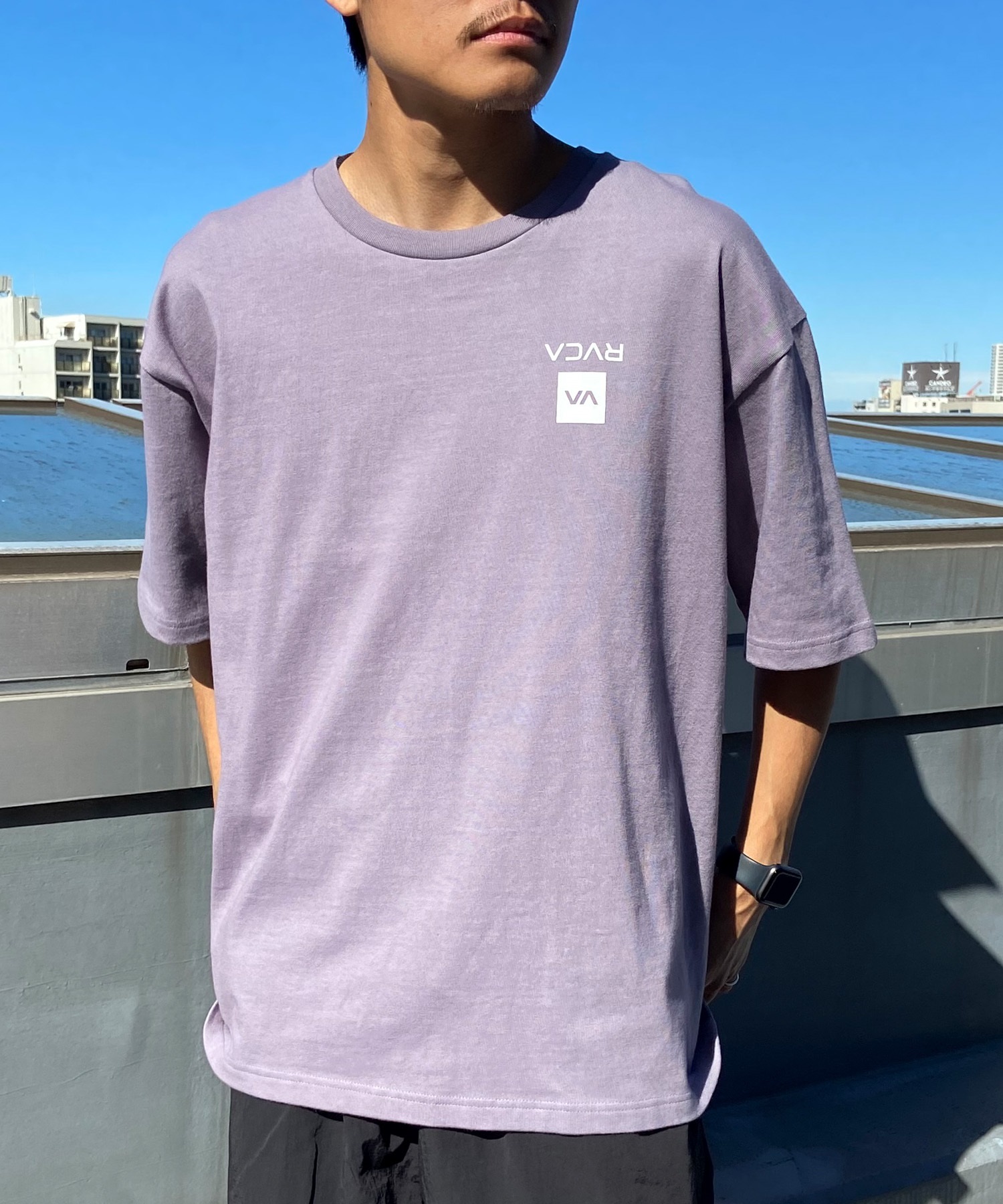 【クーポン対象】RVCA ルーカ UP STATE TEE メンズ 半袖 Tシャツ オーバーサイズ ボックスロゴ バックプリントT BE041-234(WHT-S)