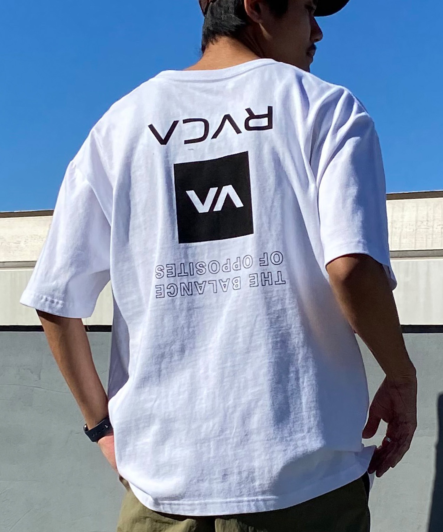 【クーポン対象】RVCA ルーカ UP STATE TEE メンズ 半袖 Tシャツ オーバーサイズ ボックスロゴ バックプリントT BE041-234(KHA-S)