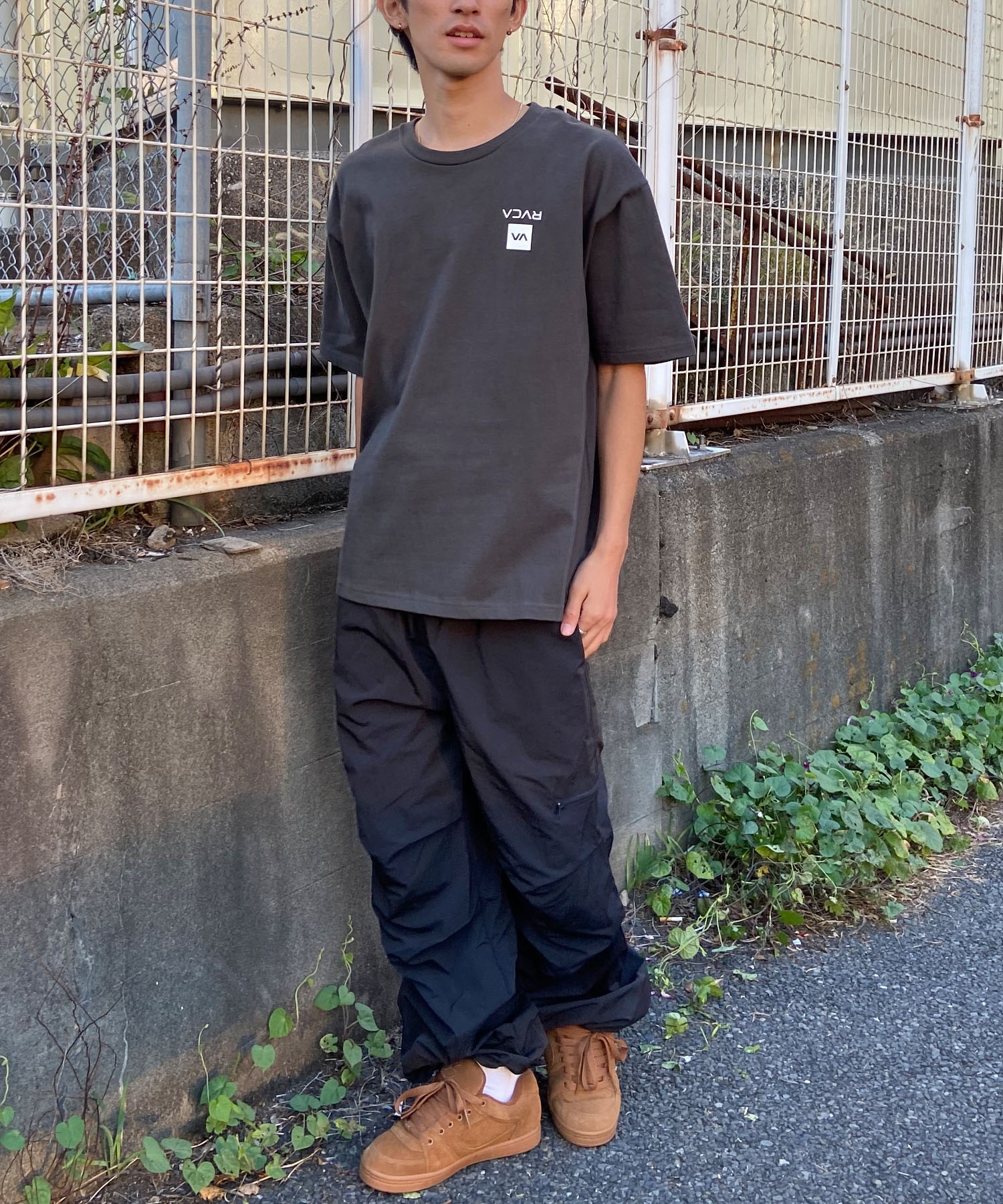 【クーポン対象】RVCA ルーカ UP STATE TEE メンズ 半袖 Tシャツ オーバーサイズ ボックスロゴ バックプリントT BE041-234(KHA-S)