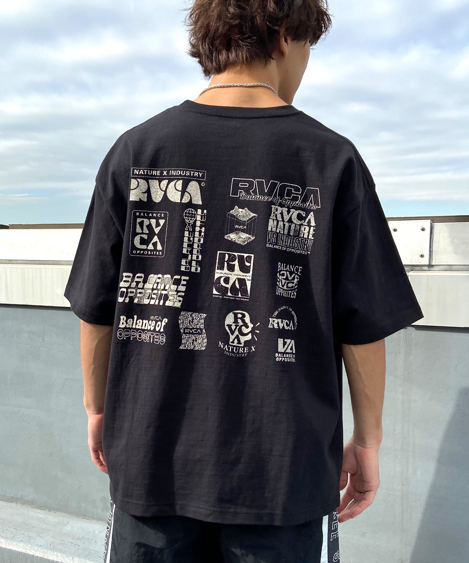 RVCA ルーカ メンズ 半袖 Tシャツ バックプリント ロゴ オーバーサイズ BE041-238(BLK-S)