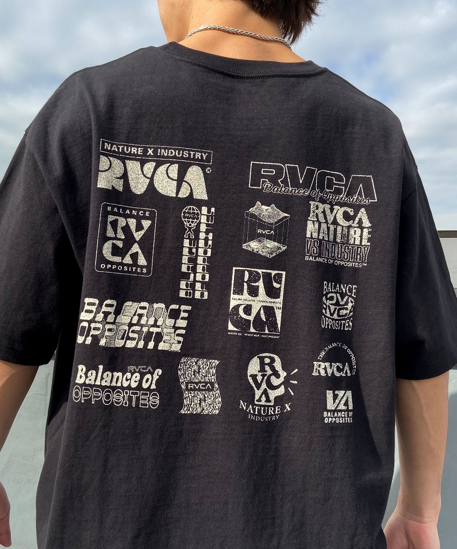 RVCA ルーカ メンズ 半袖 Tシャツ バックプリント ロゴ オーバーサイズ BE041-238(BLK-S)