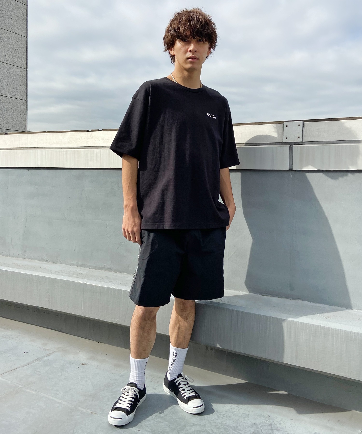 RVCA ルーカ メンズ 半袖 Tシャツ バックプリント ロゴ オーバーサイズ BE041-238(BLK-S)