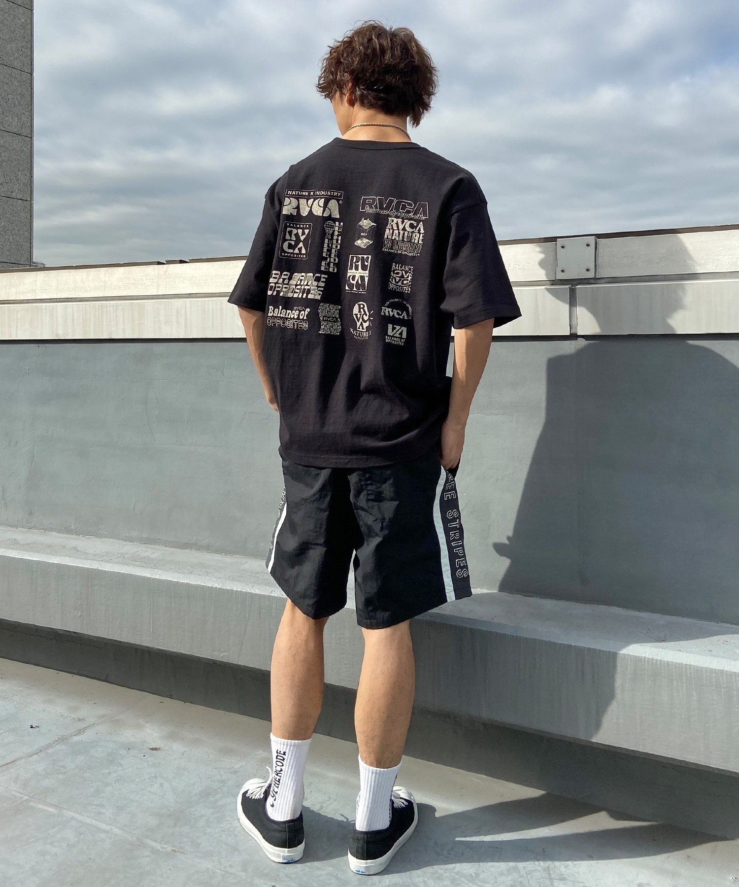 RVCA ルーカ メンズ 半袖 Tシャツ バックプリント ロゴ オーバーサイズ BE041-238(BLK-S)