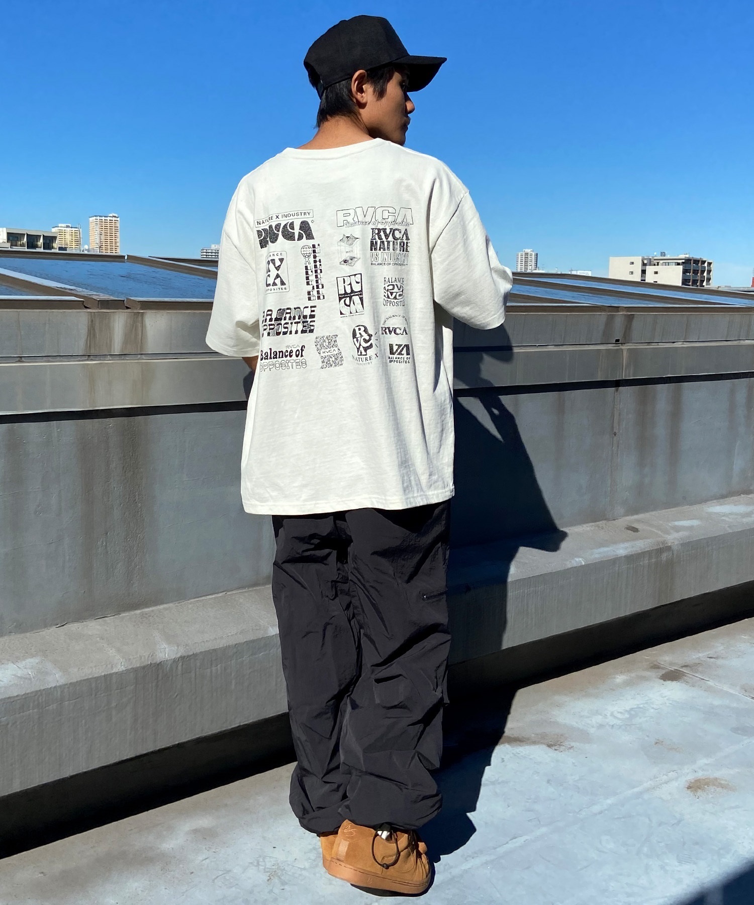 RVCA ルーカ メンズ 半袖 Tシャツ バックプリント ロゴ オーバーサイズ BE041-238(BLK-S)