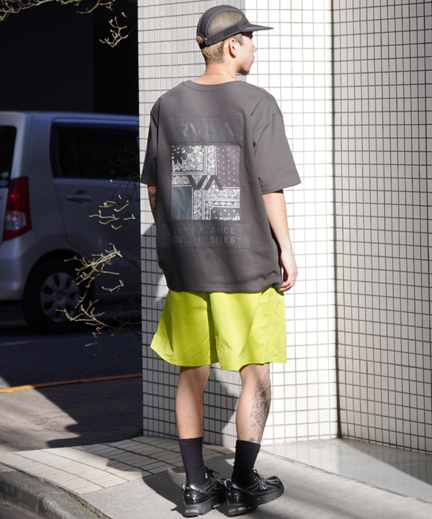 RVCA ルーカ BANDANA BOX ST メンズ 半袖 Tシャツ バックプリント バンダナ柄 ペイズリー柄 BE041-P21(KHA-S)