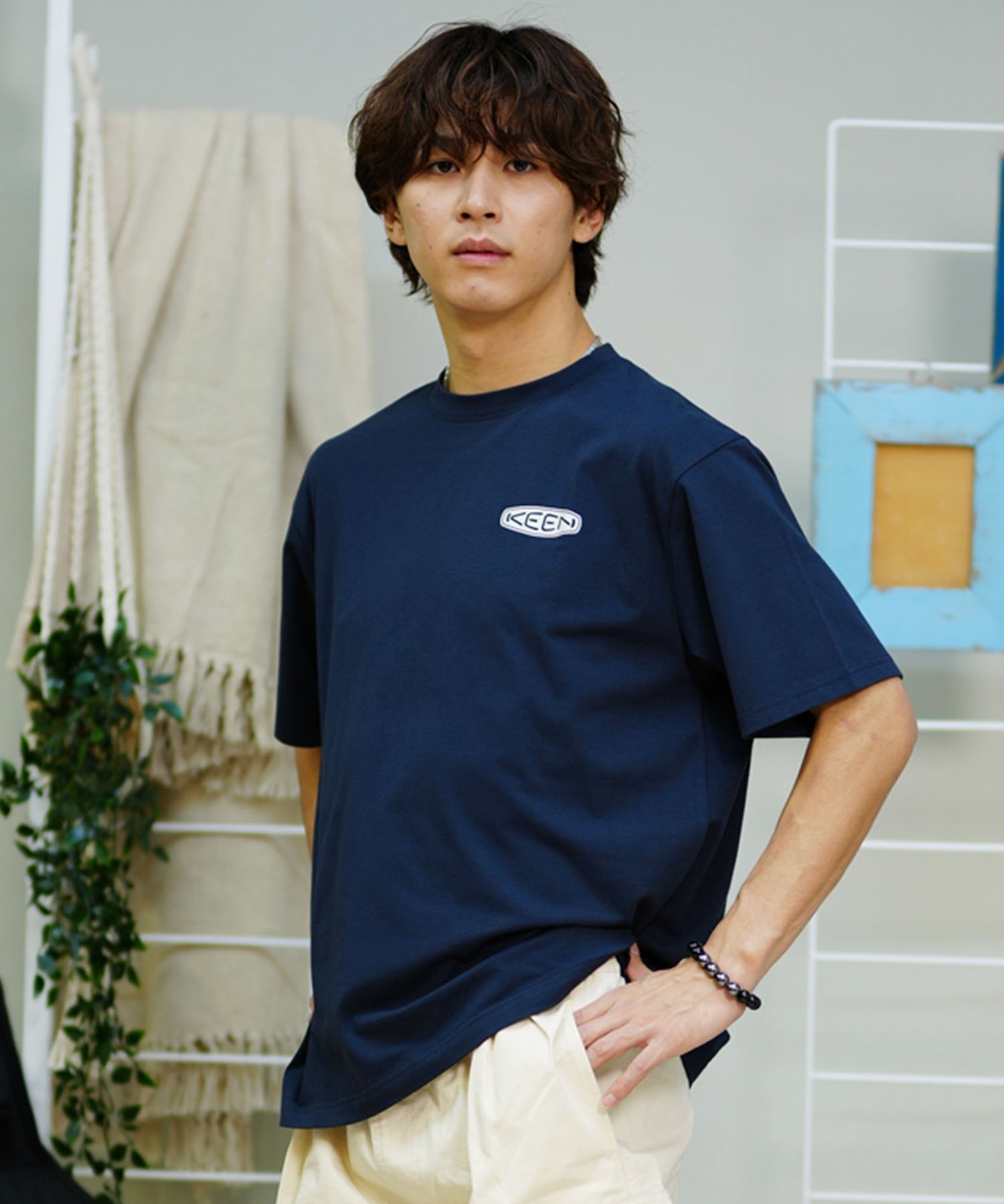 【マトメガイ対象】KEEN キーン メンズ Tシャツ 半袖 フォトプリント ロゴ 吸水速乾 抗菌 1029306 1029307(NAVY-S)