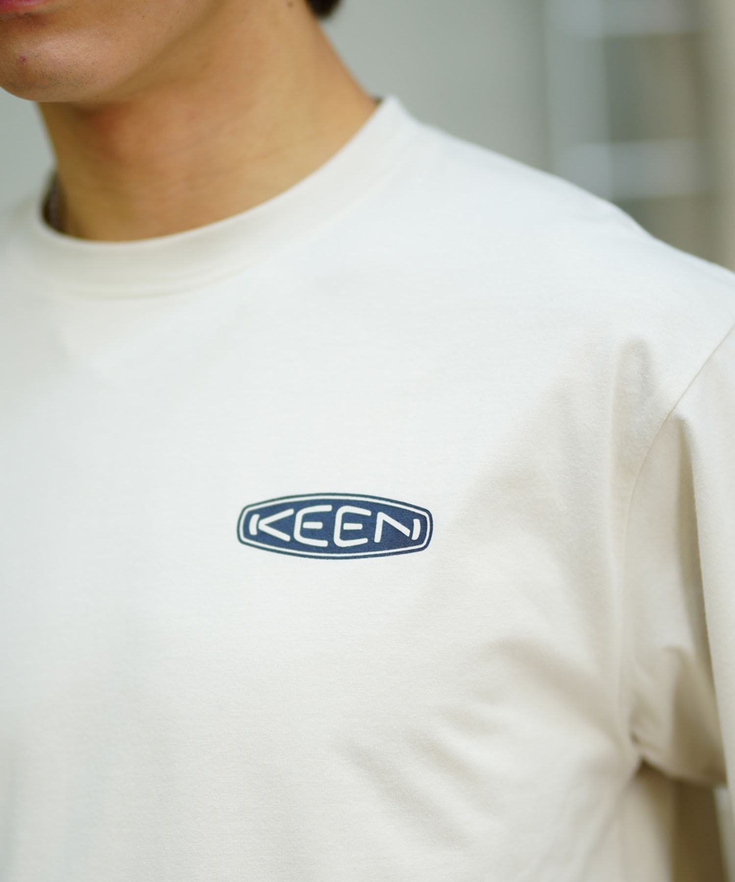 【マトメガイ対象】KEEN キーン メンズ Tシャツ 半袖 フォトプリント ロゴ 吸水速乾 抗菌 1029306 1029307(NAVY-S)