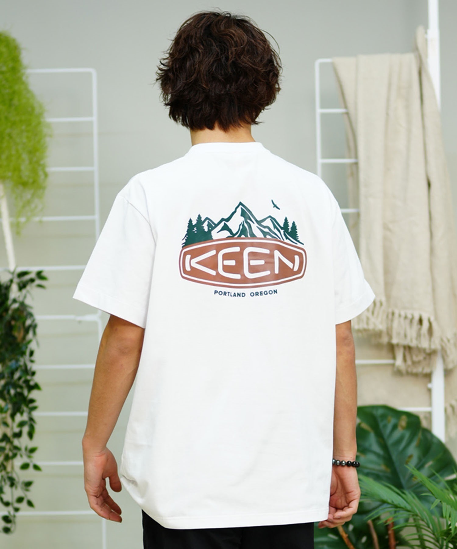 【マトメガイ対象】【ムラサキスポーツ限定】KEEN キーン メンズ Tシャツ 半袖 バックプリント ロゴ 1029895 1029896(BLACK-S)