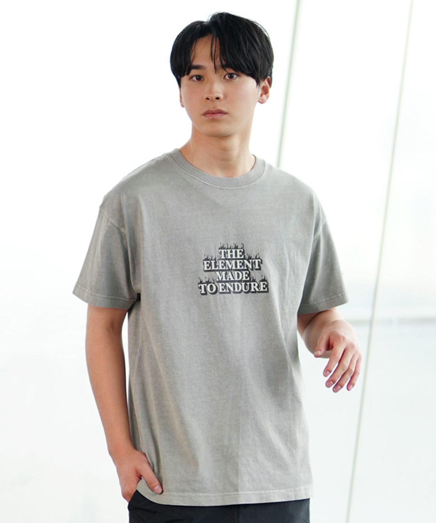 ELEMENT エレメント メンズ 半袖Tシャツ ロゴT プリントTシャツ バックプリント BE021-213(WHT-M)