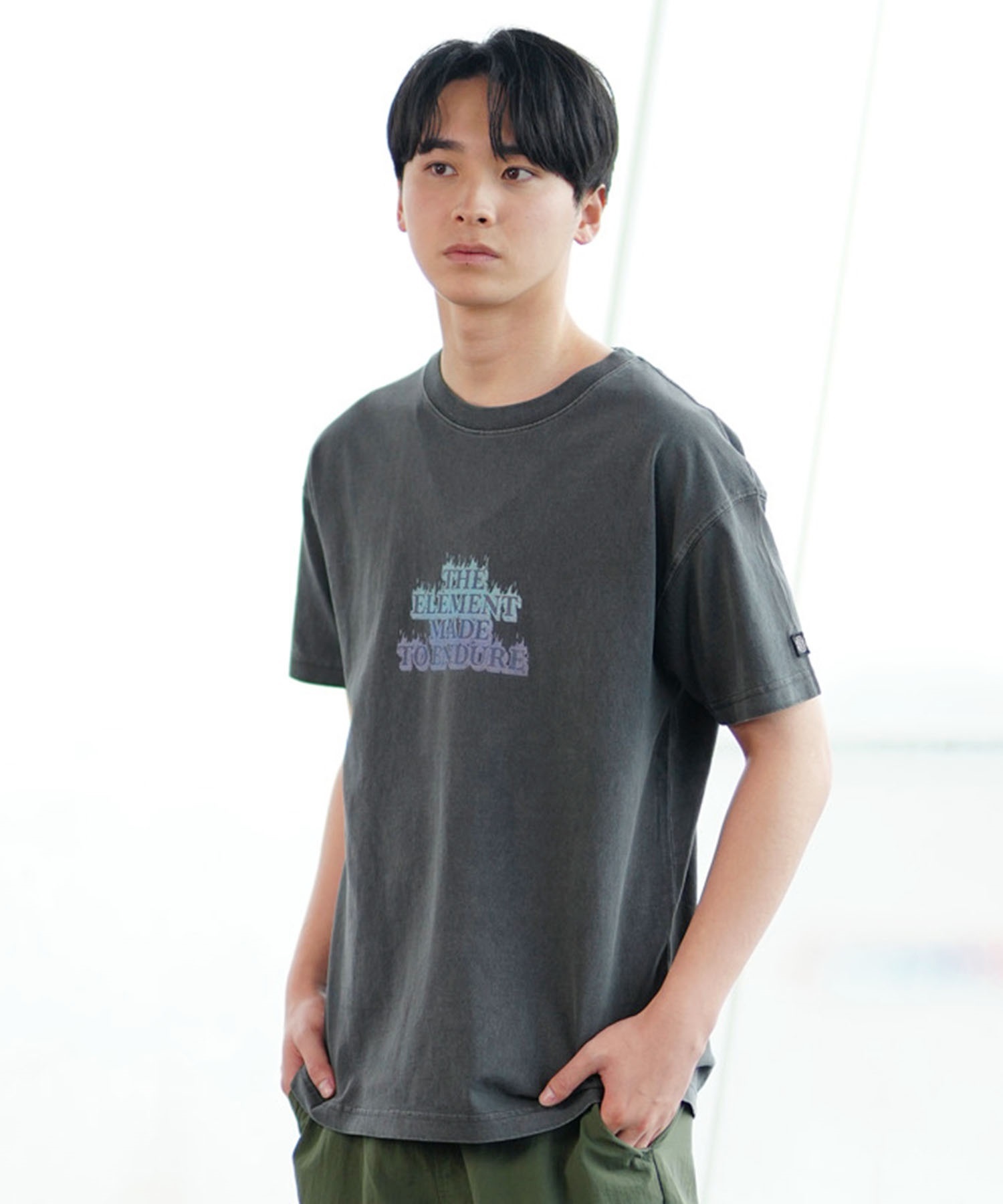 ELEMENT エレメント メンズ 半袖Tシャツ ロゴT プリントTシャツ バックプリント BE021-213(SLV-M)