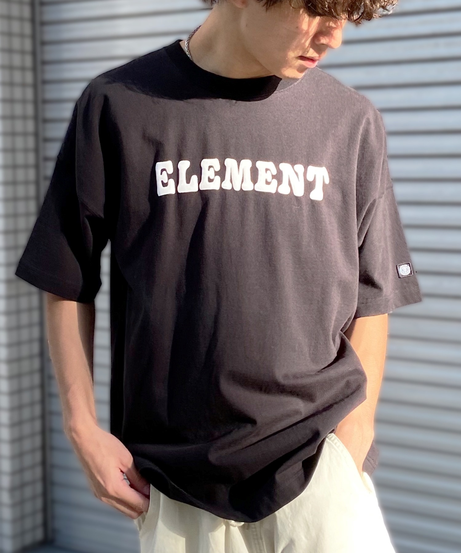 【クーポン対象】ELEMENT エレメント メンズ 半袖 Tシャツ バックプリント オーバーサイズ クルーネック アーチロゴ フラワーモチーフ BE021-240(GRN-M)