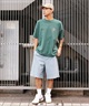 ELEMENT エレメント メンズ 半袖 Tシャツ オーバーサイズ ダイスロゴ バックプリント サイコロモチーフ ヴィンテージ風 かすれプリント BE021-252(GRN-M)