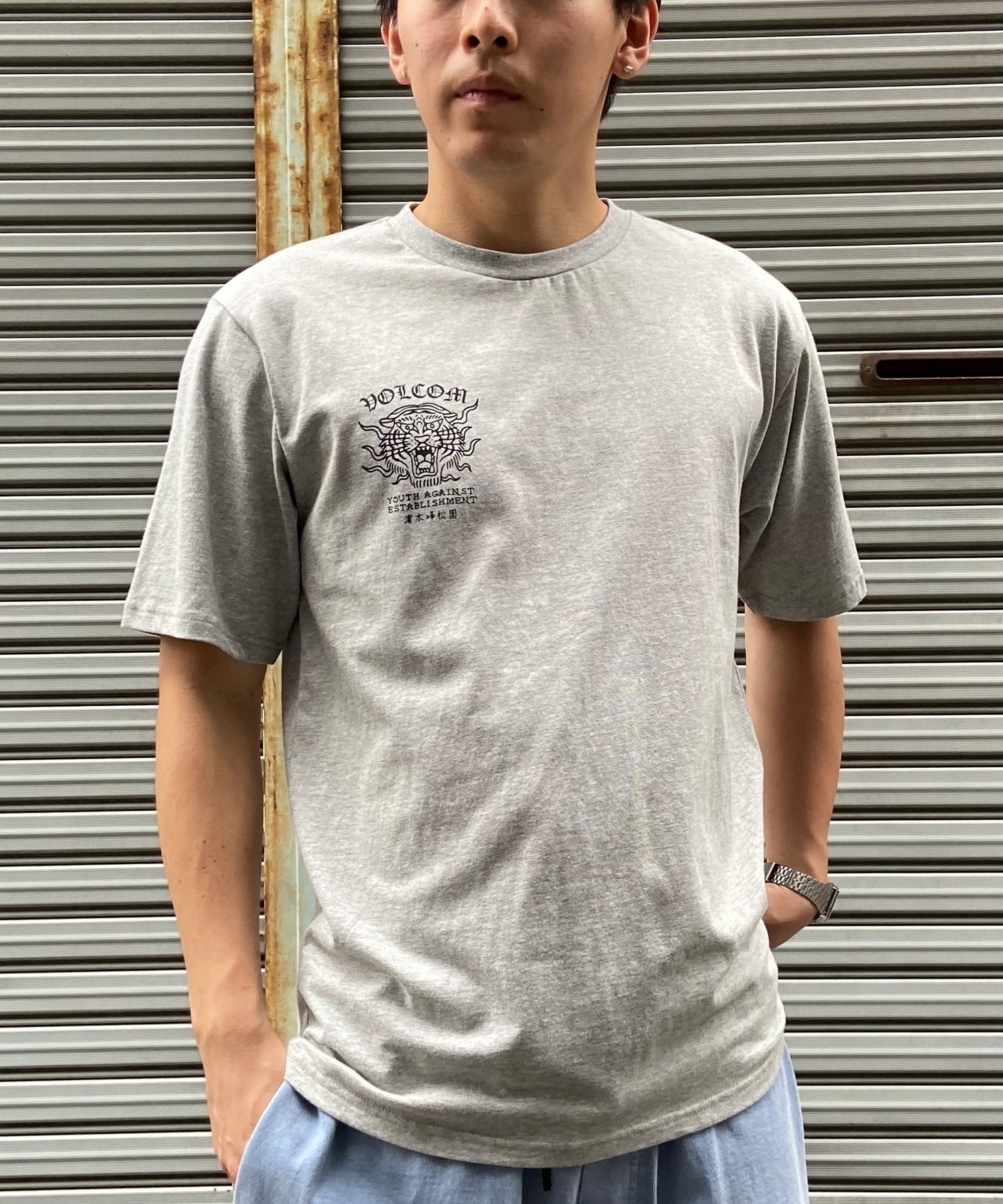 VOLCOM ボルコム メンズ 半袖 Tシャツ バックプリント ヘビーウェイト タイガー 虎 モチーフ AF312400(CMT-M)