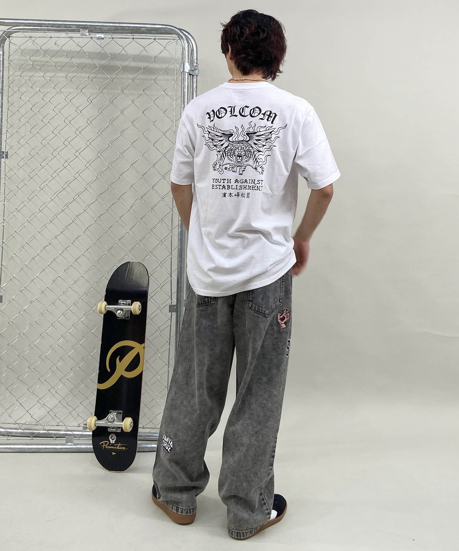 VOLCOM ボルコム メンズ 半袖 Tシャツ バックプリント ヘビーウェイト タイガー 虎 モチーフ AF312400(ORG-M)