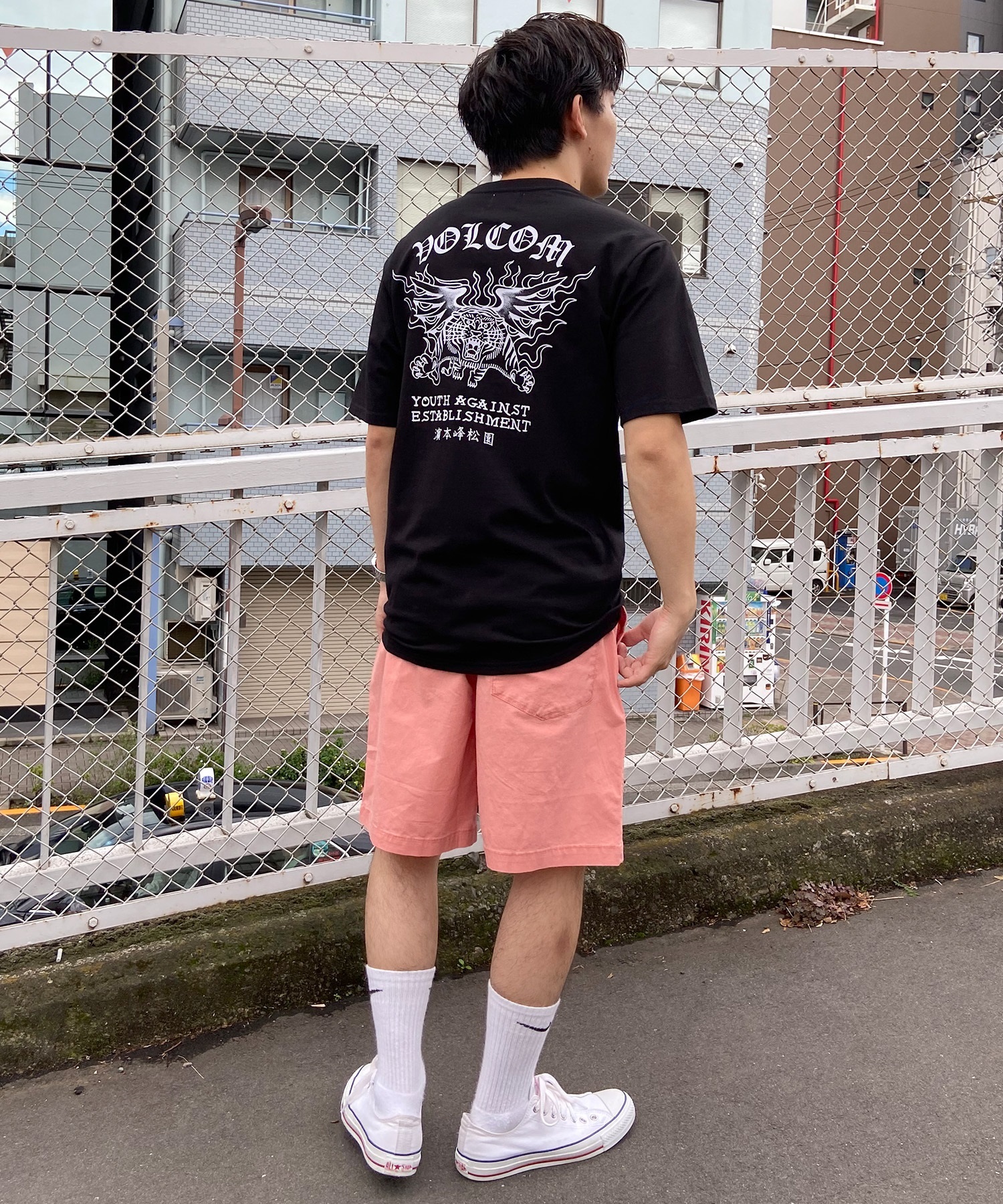 VOLCOM ボルコム メンズ 半袖 Tシャツ バックプリント ヘビーウェイト タイガー 虎 モチーフ AF312400(ORG-M)