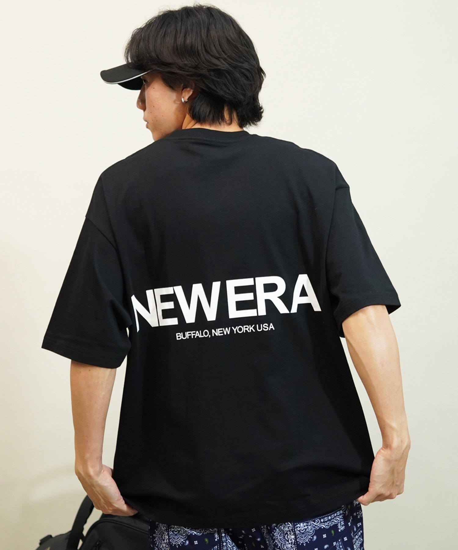 NEW ERA ニューエラ メンズ 半袖 Tシャツ バックプリント ブランドロゴ ブラック 14121853(BLK-M)