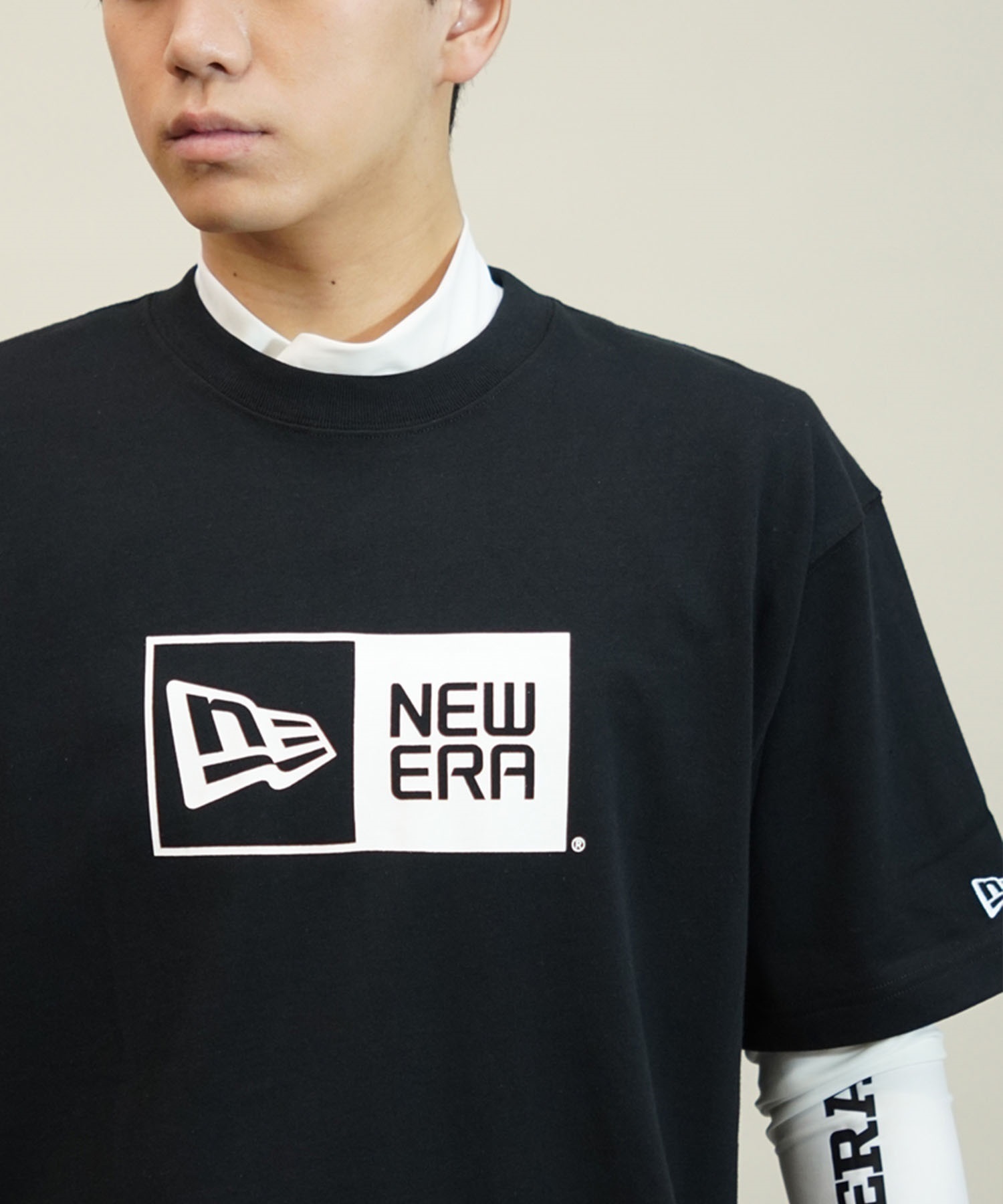 【韓国】ニューエラ■新作*BOX LOGO SHORT SLEEVES T-SHIRTS New Era Kids BoxLogo Short Sleeve T-Shirt Black M Length