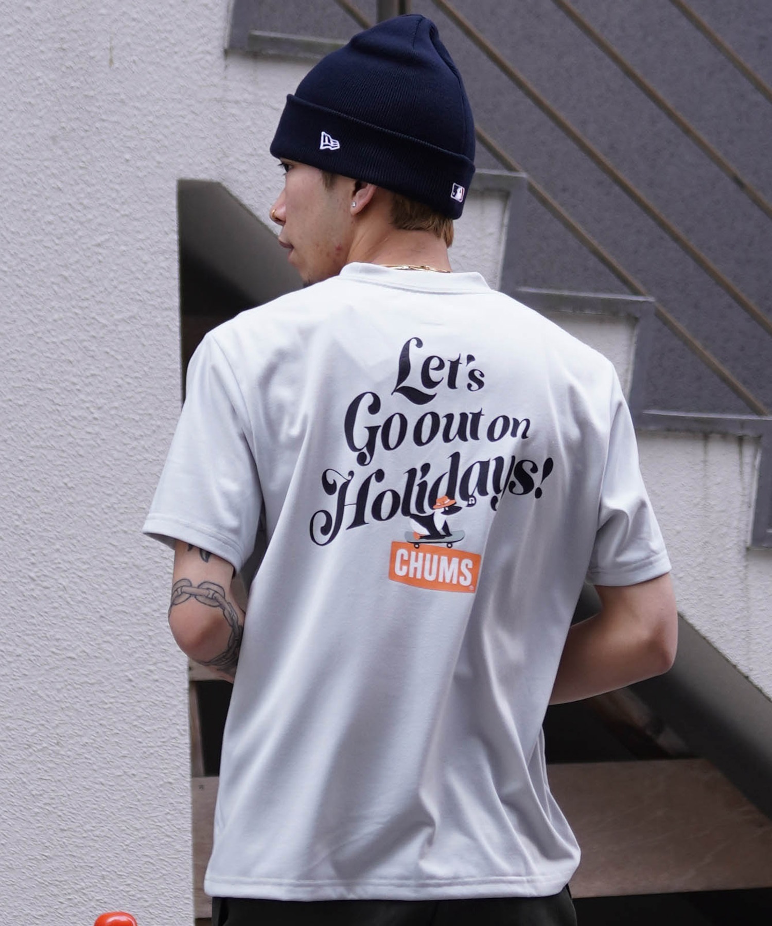 CHUMS/チャムス Let's Go out on Holidays! Work Out Dry T レッツゴーアウト クルーネック CH01-2377(W001-M)